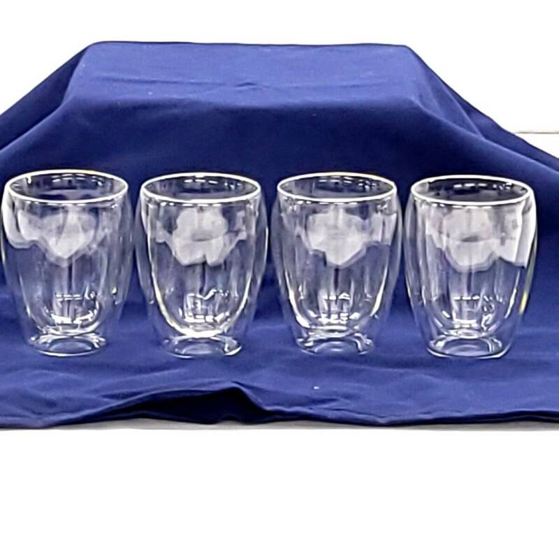 ★【在庫処分価格】YTCYKJ 耐熱グラス 350ml コップ タンブラー ダブルウォールグラス ロックグラス 4個セット☆T05-415a