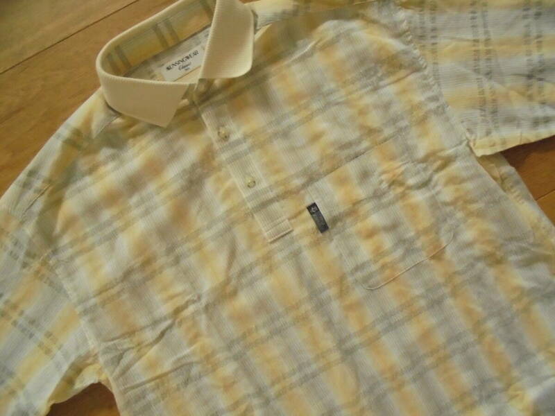 日本製 デサント マンシングウェア Munsingwear クラシック Classic ゴルフ チェック 麻混 半袖ポロシャツ MA