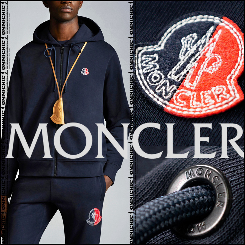 ■安心の国内正規品■新品【2 MONCLER GENIUS 1952 】モンクレールジーニアスロゴワッペンネイビーフーディージップパーカーM/紺/8G00006