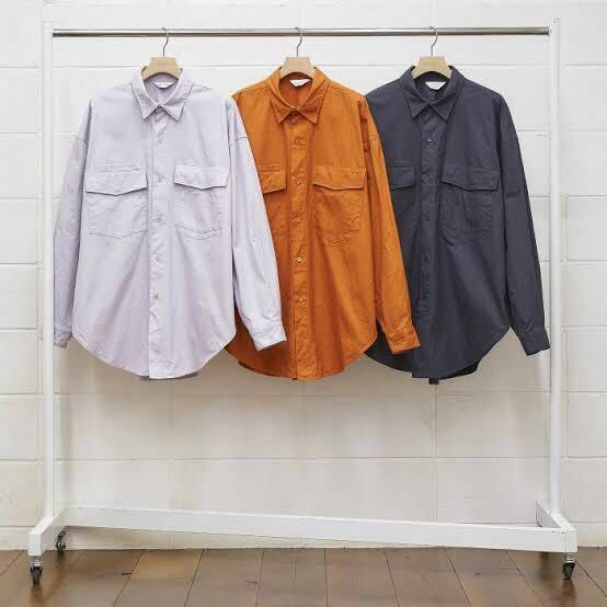 unused Long Sleeve Shirt Jacket ネップ加工 オーバーシャツ ダブルポケット 薄紫 ピリング パープル US1765 2