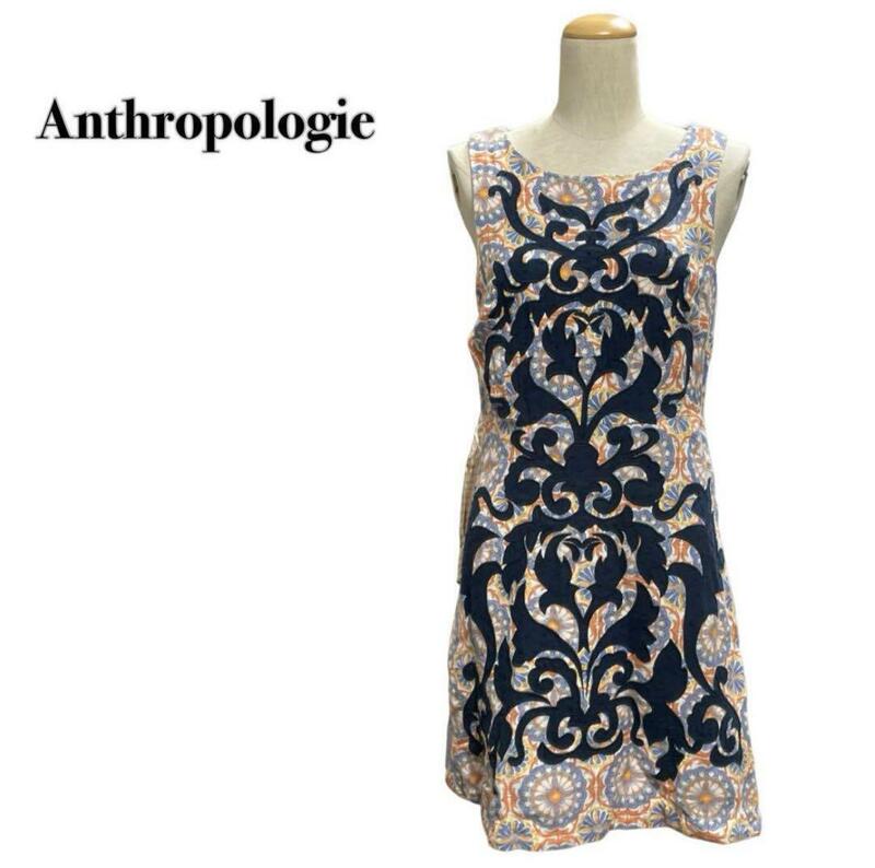 Anthropologie アンソロポロジー ギャザーノースリーブワンピース M