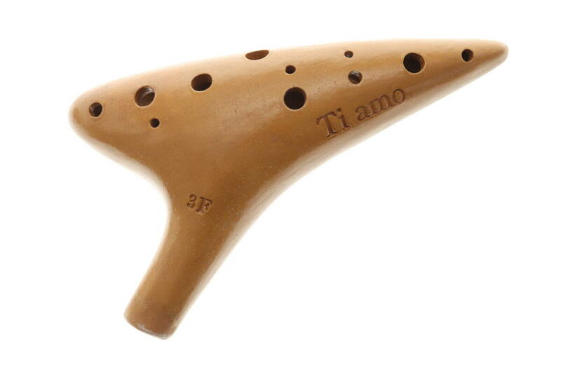 NPSJ6-4-12 Ti amo ティアーモ オカリナ 3F エアリード式 笛 気鳴楽器 楽器 陶器 ocarina ケース付き 音出し未確認 ジャンク