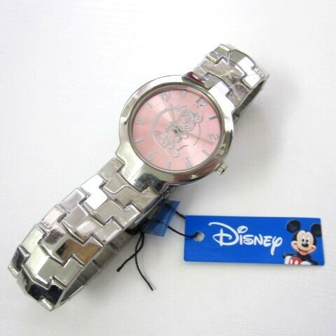 ◎ディズニー　ミッキーマウス　クオーツ　腕時計　ピンク文字盤×シルバーカラー