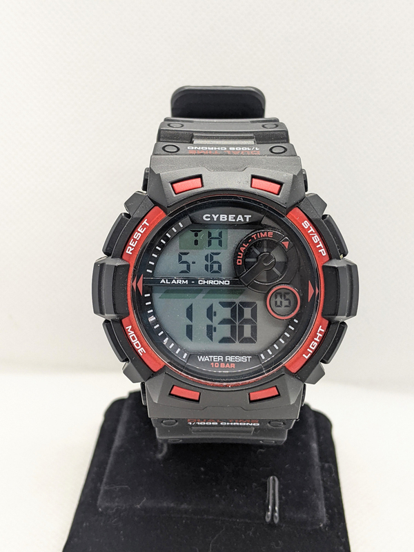 ◆ J-AXIS ジェイアクシス CYBEAT サイビート メンズ 腕時計 カレンダー機能 ACY-14 ブラック レッド 稼働品