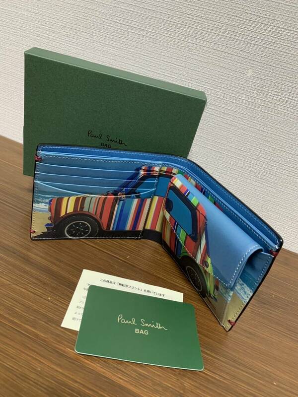 未使用☆[Paul Smith] STRIPE MINI COOPER ミニクーパー レザーウォレット 二つ折り 革財布 ブラック ポールスミス