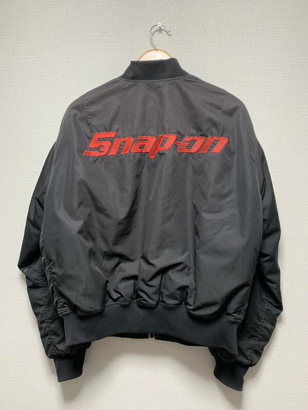 初期☆[SNAP-ON] バック刺繍 ボンバージャケット ワークウェア ブラック ビンテージ スナップオン