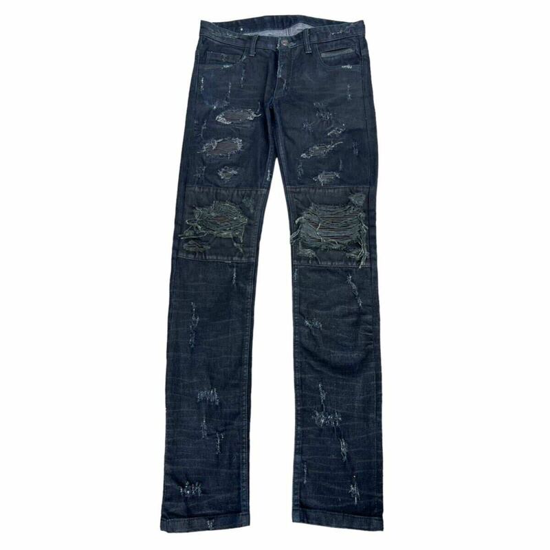 00s 14th Addiction lether biker pants denim Japanese label collection archive sick vintage crash denim 