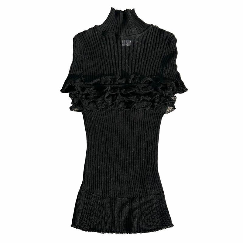 90s Gianni Versace collection rare archive stretch vintage fril black see through tops