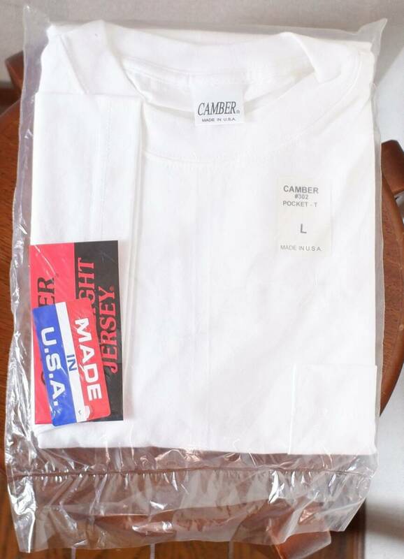 キャンバー CAMBER 302 マックスウェイト 半袖 ポケット Tシャツ MADE IN USA white 白 Lサイズ