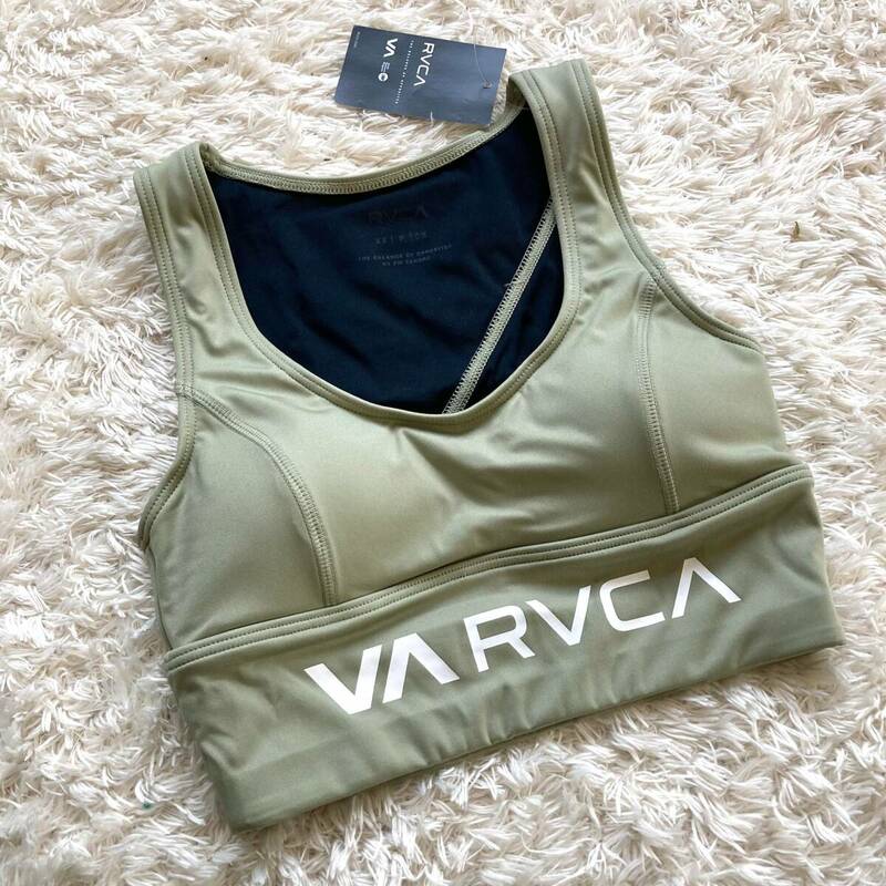 新品 未使用 RVCA ルーカ レディース スポーツブラ カーキ XS タンク ビーチ トレーニング フィットネス ヨガウェア ランニング スポーツ