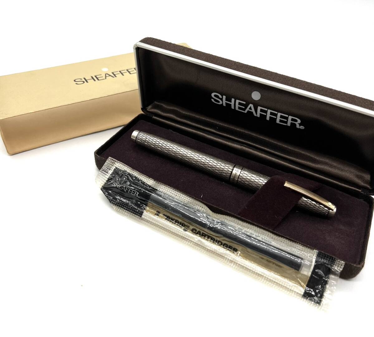 ■SHEAFFER シェーファー ペン先 K14 14K 585 STERLING SILVER スターリングシルバー 万年筆 ヴィンテージ ケース 付 総重量：約24.5g