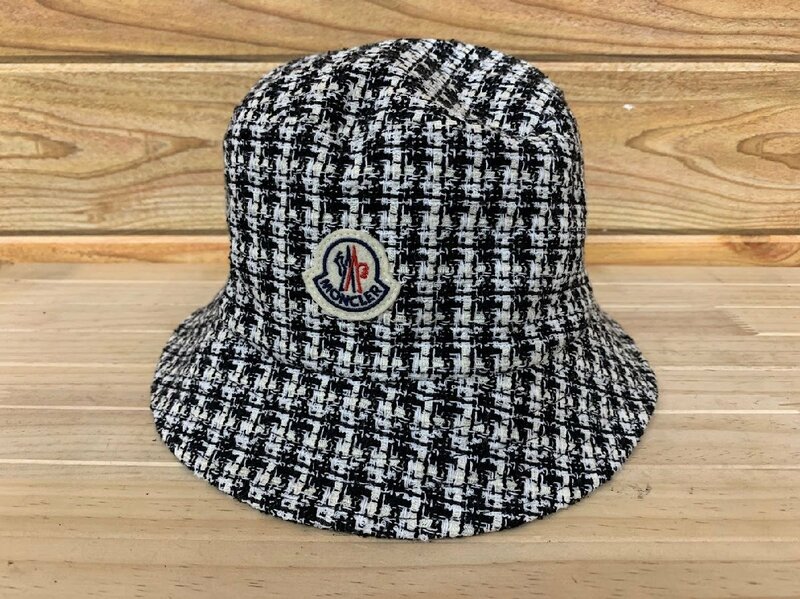 ■MONCLER モンクレール Bob en tweed BUCKET HAT ツイード バケットハット M WHITE×BLACK ホワイト ブラック I10933B00008