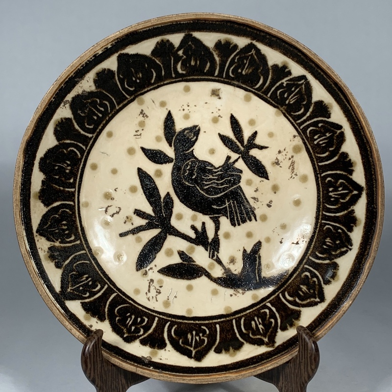 旧蔵 宋 定窯 古陶瓷品 絵花鳥紋皿 陶芸 瓷器 中国古美術品 古美味 L0517 