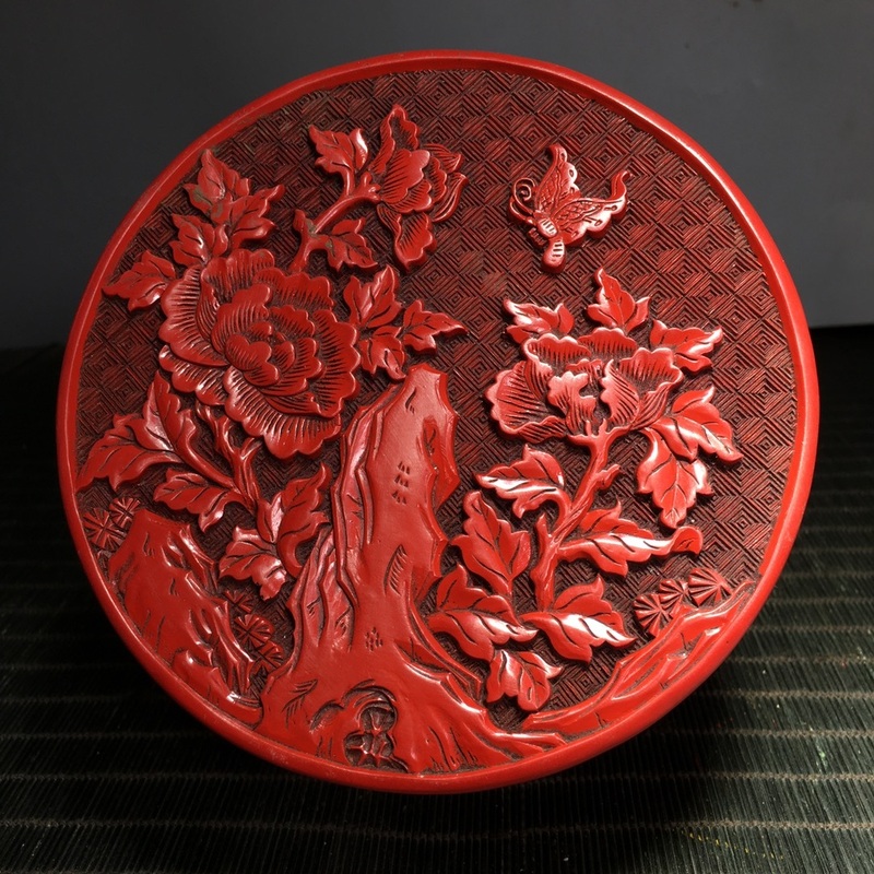旧蔵 清 剔紅漆器盒 極細工 稀少珍品 中国古美味 古美術 L0520