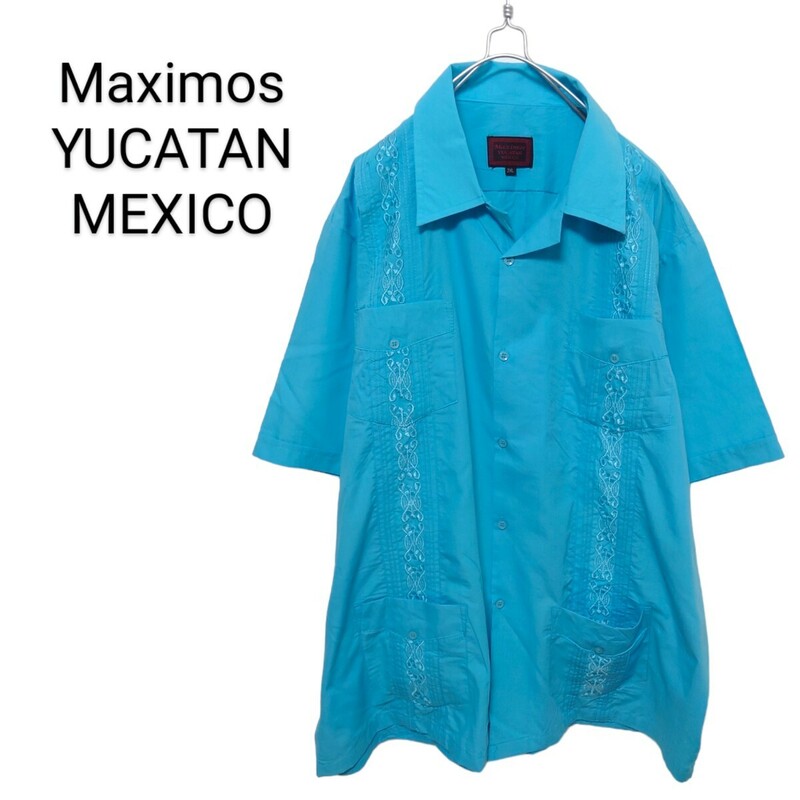 【Maximos YUCATAN 】立体刺繍 開襟キューバシャツ A1932