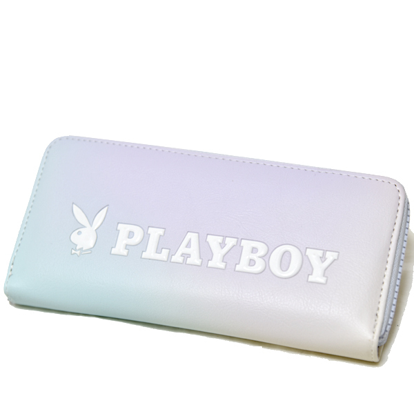 新品 PLAYBOY 長財布 ラウンドファスナー プレイボーイ ピンク ブルー 水色 かわいい 未使用 ロングウォレット レディース チャック
