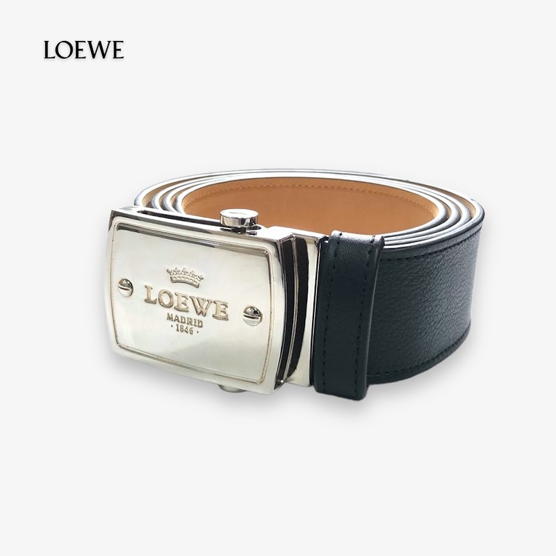 【ITXQUSMQ89BR】超美品 LOEWE ロエベ シルバー金具 ベルト 表記サイズ 115/46 メンズ ブラック