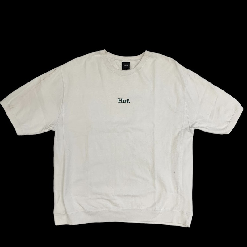 【222016】HUF Tシャツ 半袖 白 ホワイト L トップス ロゴ カジュアル 丸首 グリーン 緑