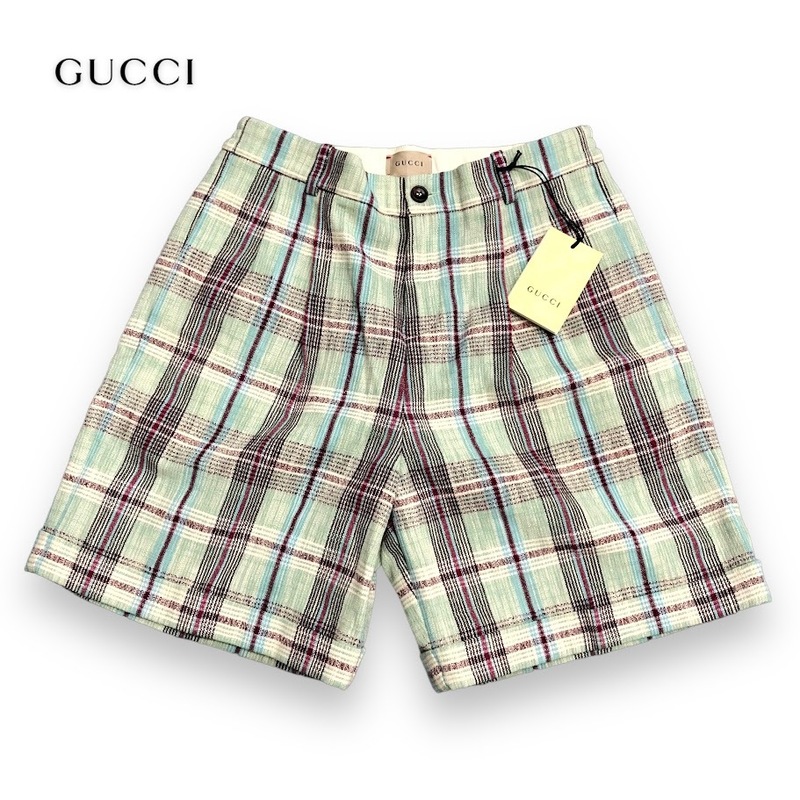 【ITG2QJHBRR6K】未使用 GUCCI グッチ チルドレンズ GG コットン×リネン ショートパンツ 10 キッズ グリーン 67830