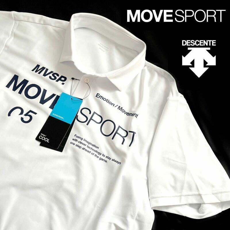 ▲B266新品【メンズXXL(XO)】白 ゴルフ DESCENTE MOVE SPORT デサントムーヴスポーツ SUNSCREEN COOL 吸汗速乾 ポロシャツ高品質 さらさら