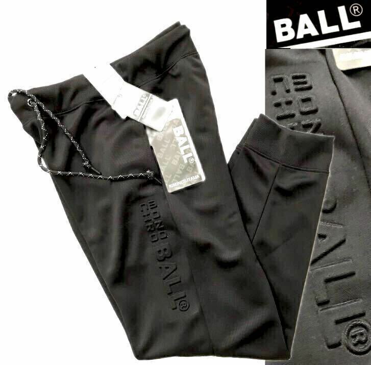 ▲B182新品 【メンズM】 黒ブラック ゴルフに最適 ボール BALL スウエット パンツ ストレッチ 素材 さらさら素材 春夏　オールシーズン