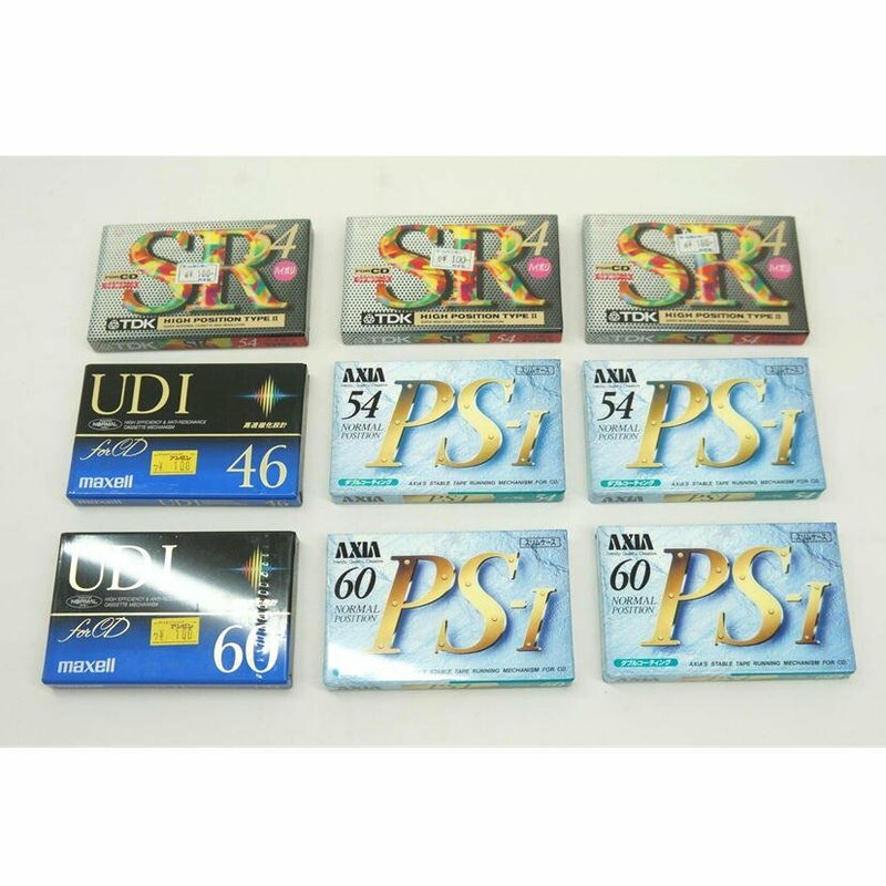 1円【一般中古】AXIA TDK maxell/カセットテープ 未開封 9本セット/PS1 C 60 SR-54F UD1-60/09