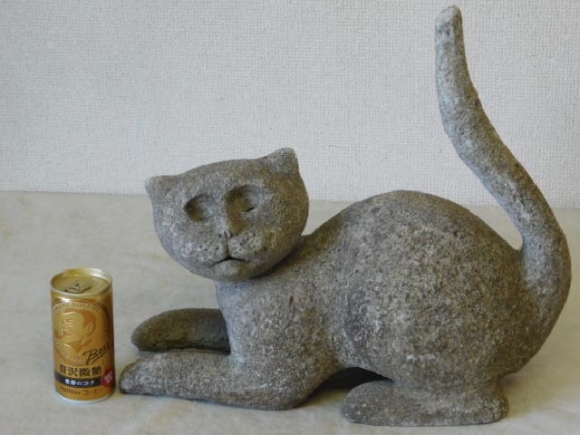 ビンテージ【猫 オブジェ】置物 ガーデニング 庭石