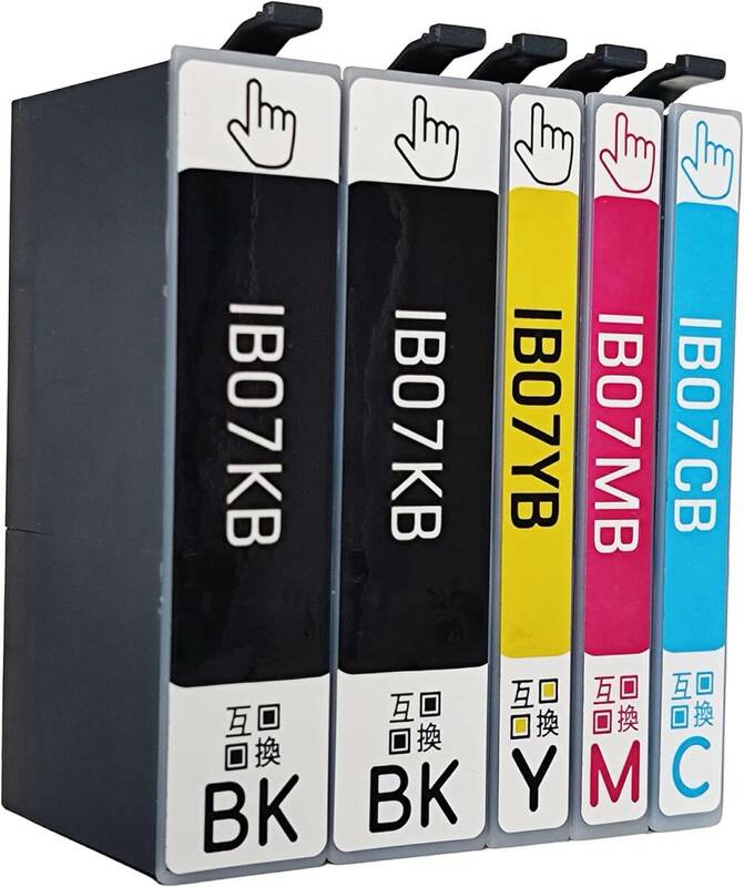 IB07　5本セット (KB×2/CB/MB/YB) 4色　EPSON用 エプソン 互換インク 大容量 インクカートリッジ 対応機種：PX-M6010F PX-M6011F PX-S6010