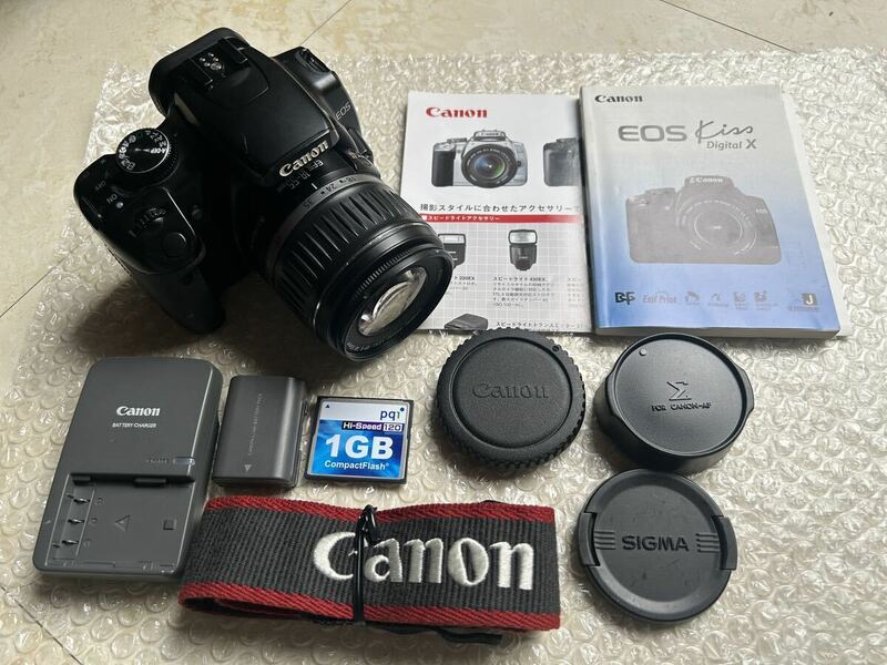 送料無料 新品購入 状態良 レンズ他おまけ Canon EOS Kiss Digital X 小型軽量 ズームレンズキット キャノン EF-S APS 初心者 サブ機などに