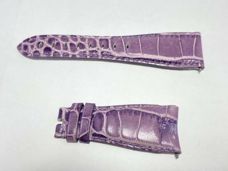 ガガミラノ　ベルト　型押しクロコ　紫色　長さ11ｃｍ、6.4ｃｍ　ケース側24.2ｍｍ尾錠側16.0ｍｍ　