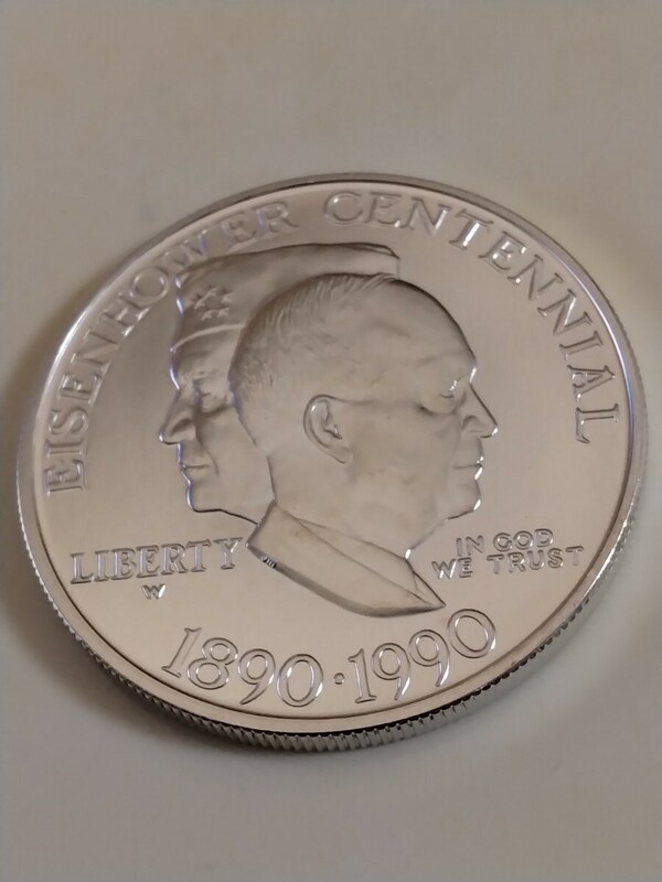 アメリカ 1990w 1ドル銀貨 Eisenhower Centennial