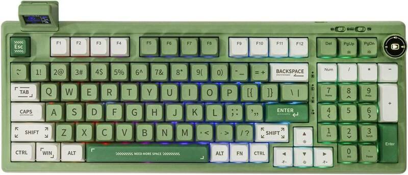 送料無料 EPOMAKER RT100 97キー ゲーミングキーボード 緑 BT5.0/2.4G メカニカルキーボード ホットスワップ対応 5000mAhバッテリー 新品