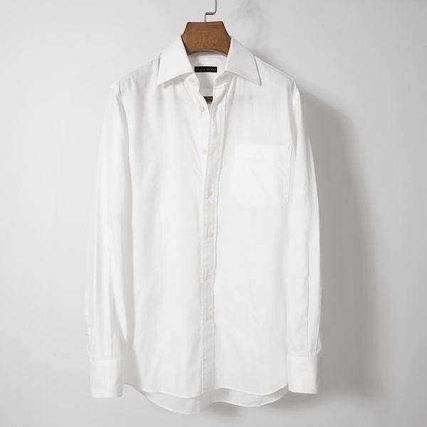 麻生テーラー azabu tailor 4-TE054 ワイドカラー 高級 長袖 シャツ Yシャツ ホワイト メンズ XL相当