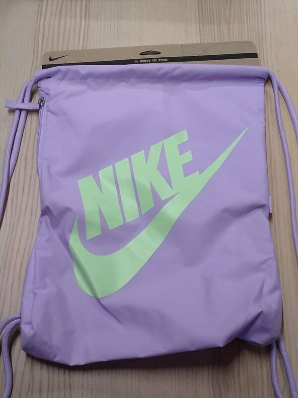 ナイキ Nike ランドリーバッグ ジムサック デイバッグ DC4245 512(ブルーム×ライム) 13L 34cm×44cm サイドファスナーポケット付 ①