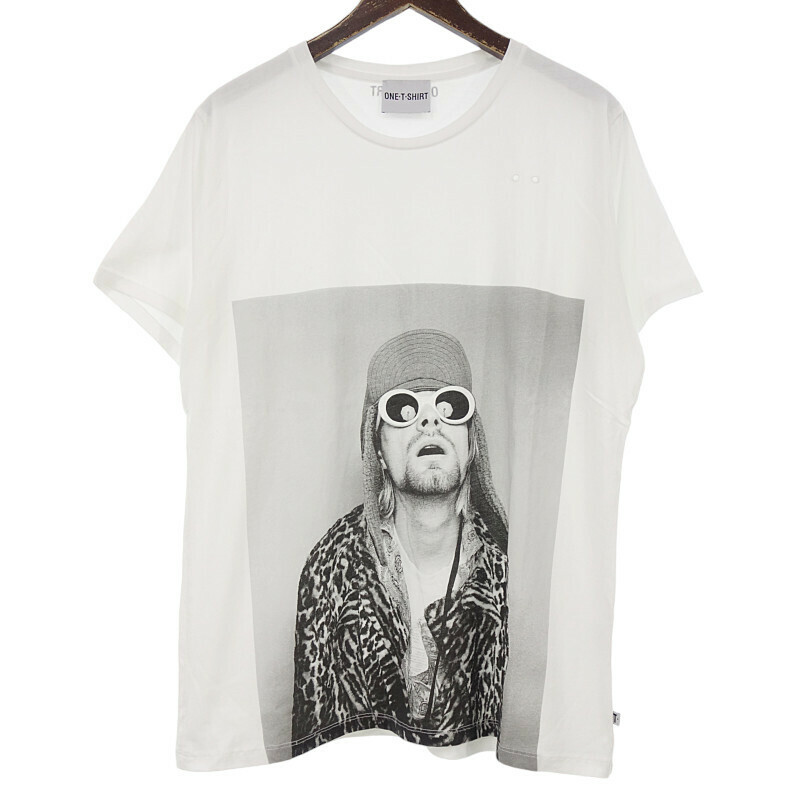 【特別価格】ONE・T・SHIRT Kurt Cobain TEE カートコバーン フォトプリント 半袖 Tシャツ ホワイト メンズM