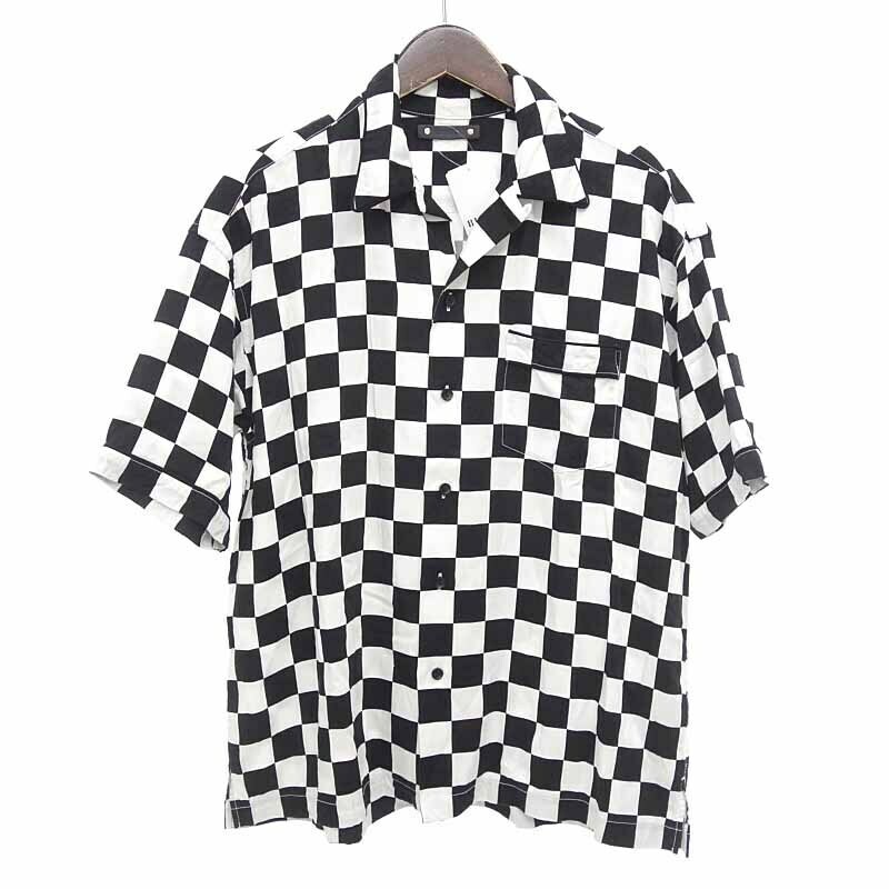【PRICE DOWN】MINEDENIM 23SS Checker flag S/S Op チェック 半袖 シャツ ブラック×ホワイト メンズ2