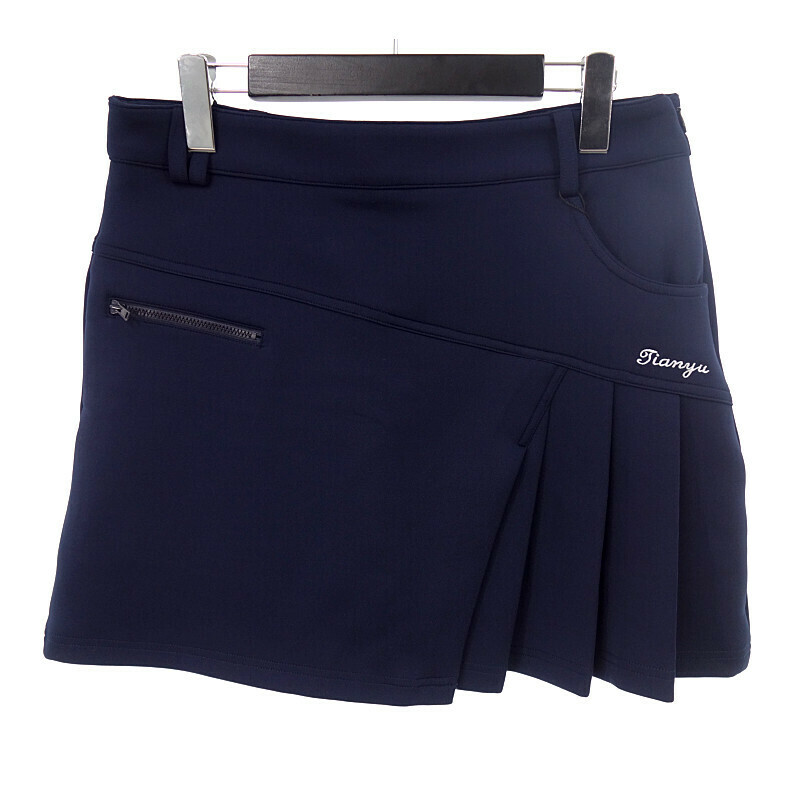 【特別価格】TYGJ GOLF SKIRT ゴルフ プリーツ切替 ストレッチ スカート ネイビー レディースXXL