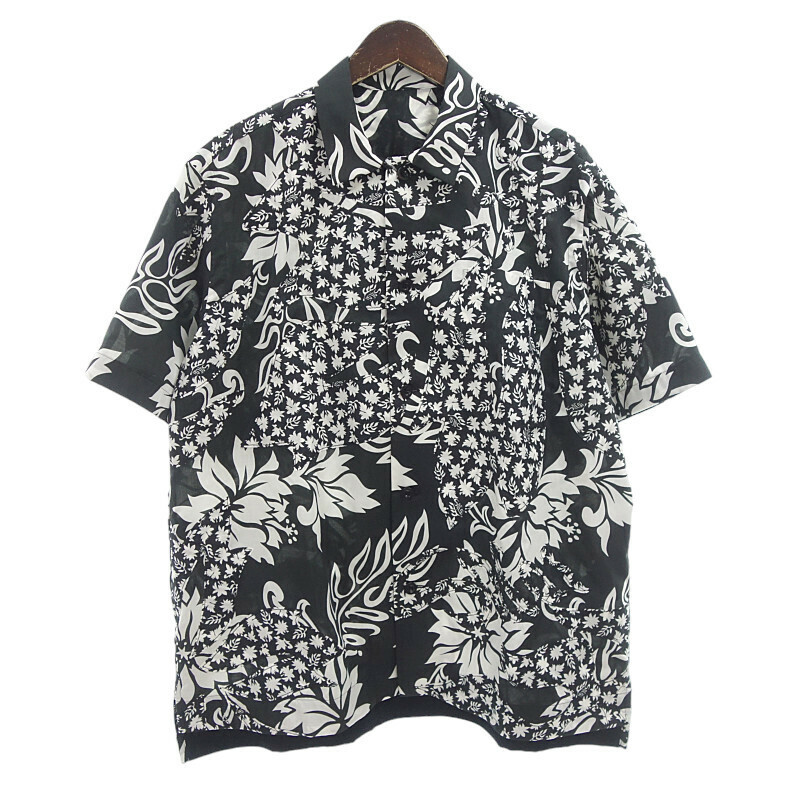 【PRICE DOWN】SACAI 24SS Floral Embroidered Patch Shirt シャツ ブラック×ホワイト メンズ2