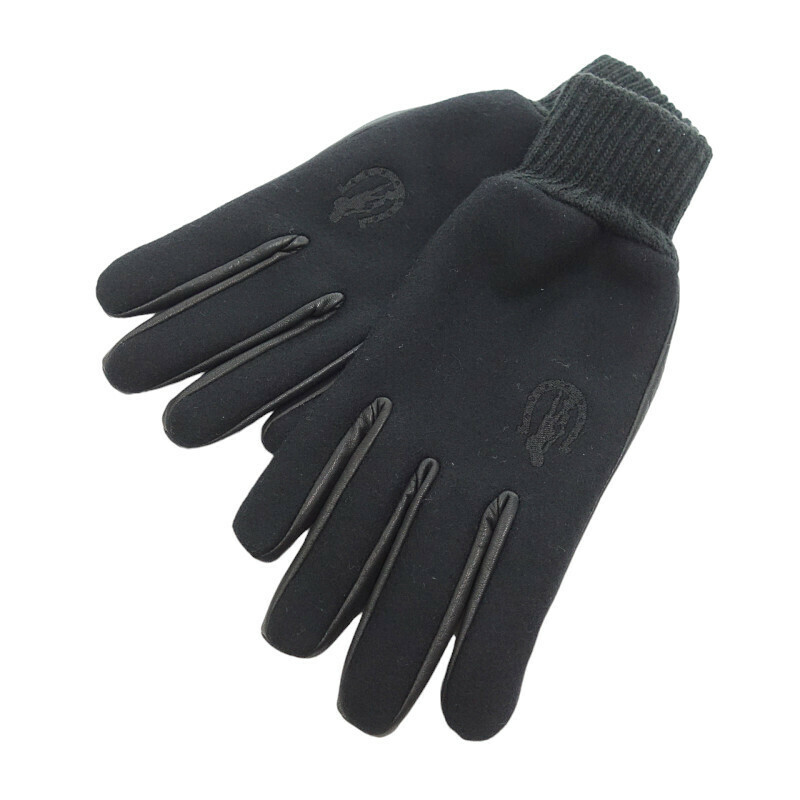 【特別価格】HYSTERIC GLAMOUR ウール レザー 切替 手袋 グローブ ブラック ユニセックス-
