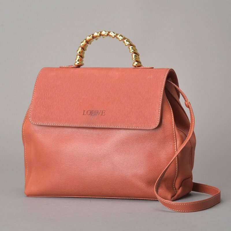 LOEWE ロエベ ベラスケス ショルダーバッグ 2WAY ハンドバッグ レザー オレンジ 朱色 ツイストハンドル 斜め掛け 肩掛け 鞄 ■d.e/c.k