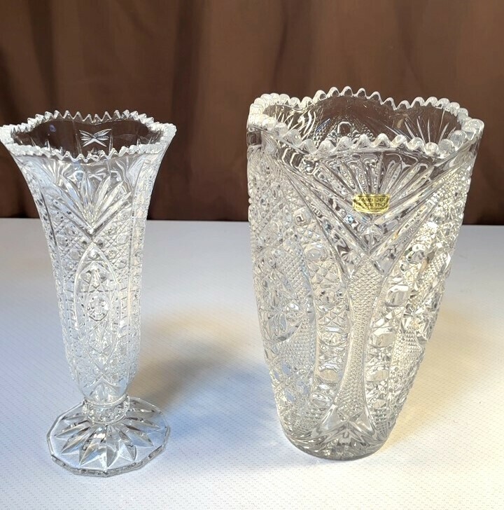 ■47 KAMEI GLASS 高級 クリスタルガラス 24％花瓶 フラワーベース 高さ31.5cm ヴィンテージ エレガント カメイガラス