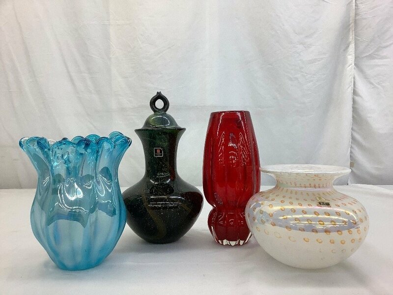 マルティグラス/タジマクリスタル 花瓶/フラワーベース/4点まとめ/ガラス製 中古品 ACB