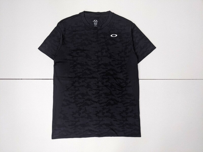 4．オークリー OAKLEY 迷彩カモフラ 速乾 半袖Tシャツ ゴルフウェア メンズL 黒 x403