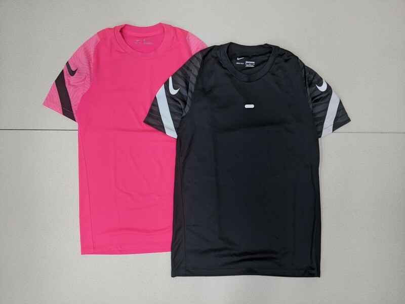 10．NIKE DRI-FIT 2点 セット ナイキ 速乾 スウォッシュ 半袖Ｔシャツ メンズＭ 黒ピンク トレーニングウェア x402