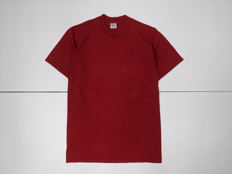 8．状態良好 USA製 JERZEES ジャージーズ 米国製 無地 半袖 ポケットTシャツ ポケT メンズM　赤x404