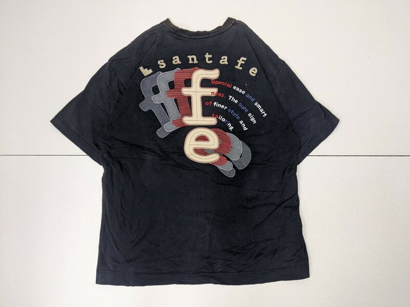 17．サンタフェ Santafe 両面ロゴデザイン 刺 半袖Tシャツ サイズ52　黒ベージュ赤ネイビーx510