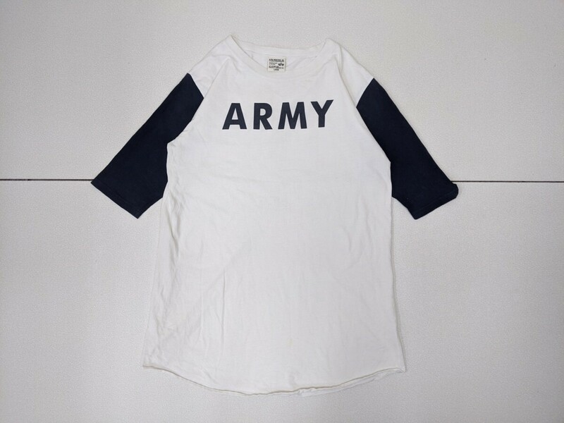 6．ALPHA アルファ ARMY ビックサイズ ツートンカラー 七部丈 tシャツ メンズL 白ネイビー x506