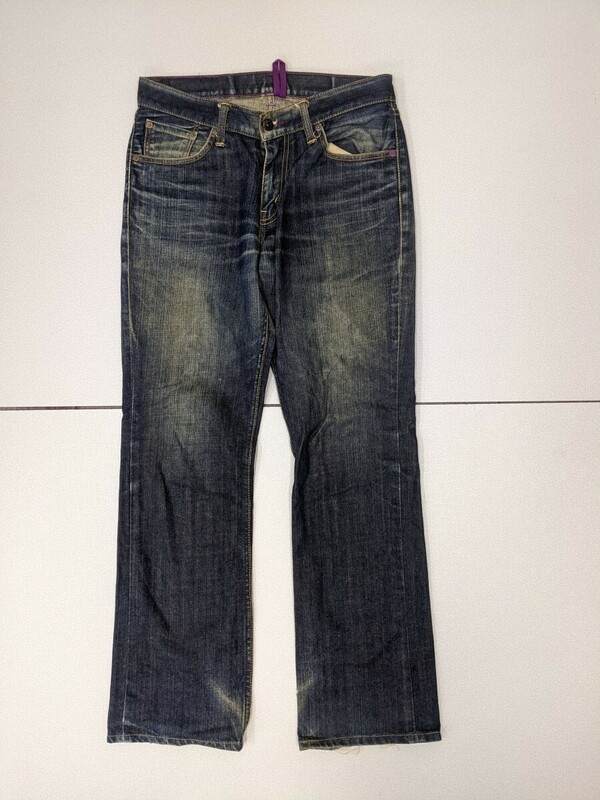 8．鬼ひげ ハチノス 06年製 リーバイス 00s LEVI'S 507 ヴィンテージテイスト デニムジーンズ アメカジ サイズ31-34 ネイビー紫 y205