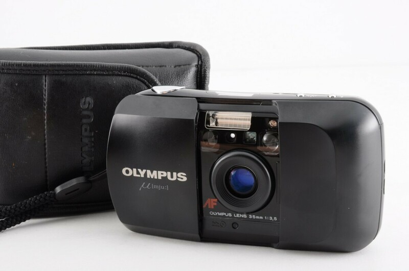 OLYMPUS オリンパス μ ミュー F3.5 35mm μ[mju:] ケース付 初代 動作品 AF コンパクト フィルム カメラ ブラック 黒 NK-2S