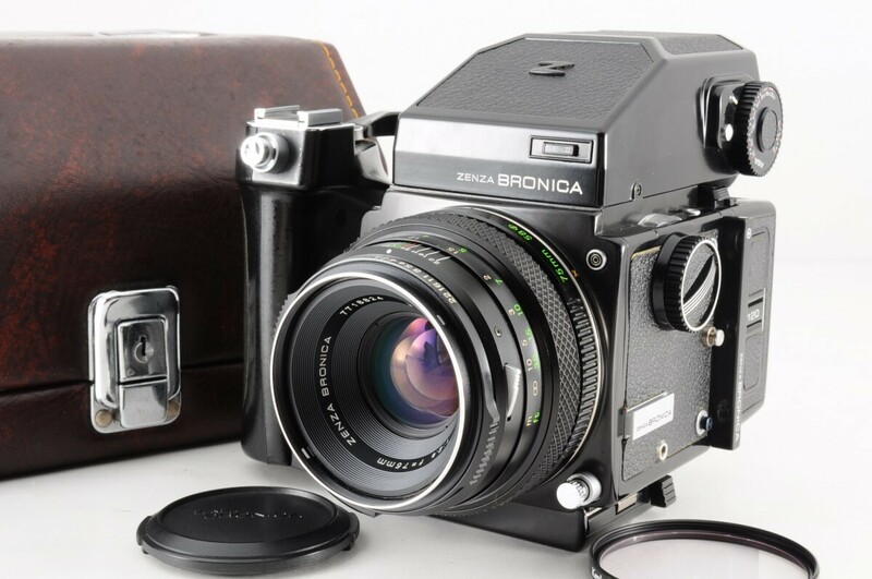 ZENZA BRONICA ゼンザブロニカ ETR MC 75mm F2.8 AE-II ファインダー 中判 フィルム カメラ 単焦点 レンズ グリップ ケース付 動作品 NK-5S